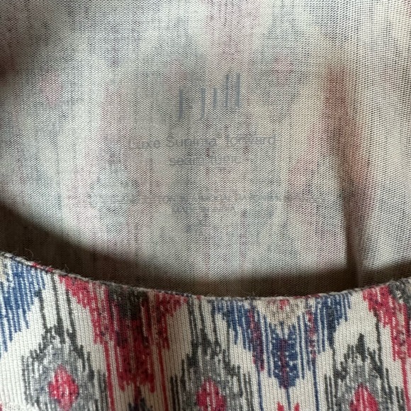 J. Jill XLarge Tall Luxe Supima Forward Seam Long Sleeve Tunic Red Blue Chevon - Picture 3 of 4